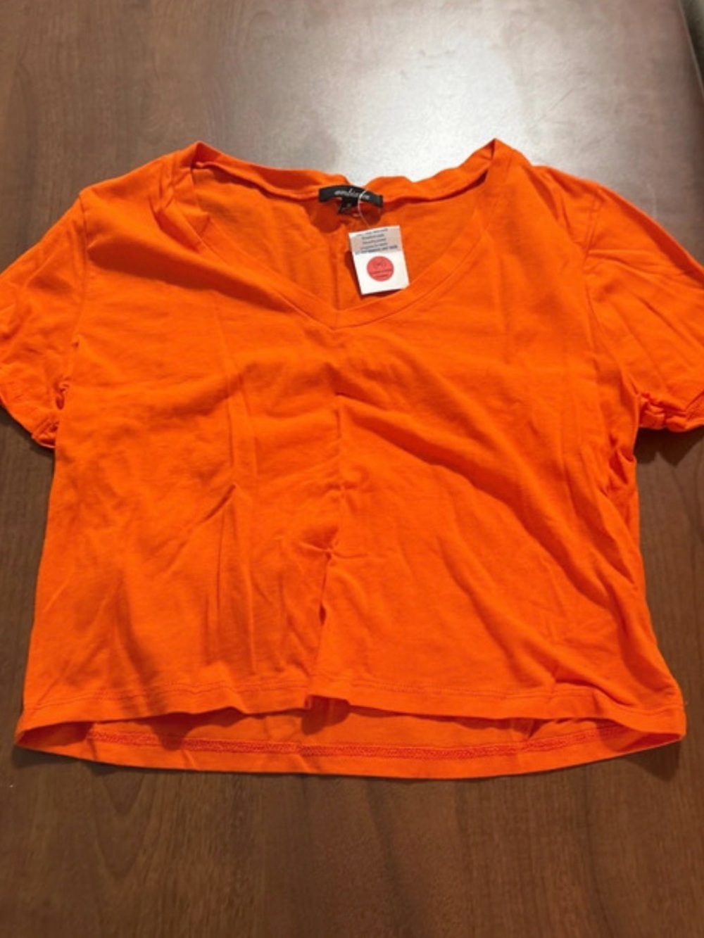V-Neck Short Sleeve Women's Crop Top - Orange